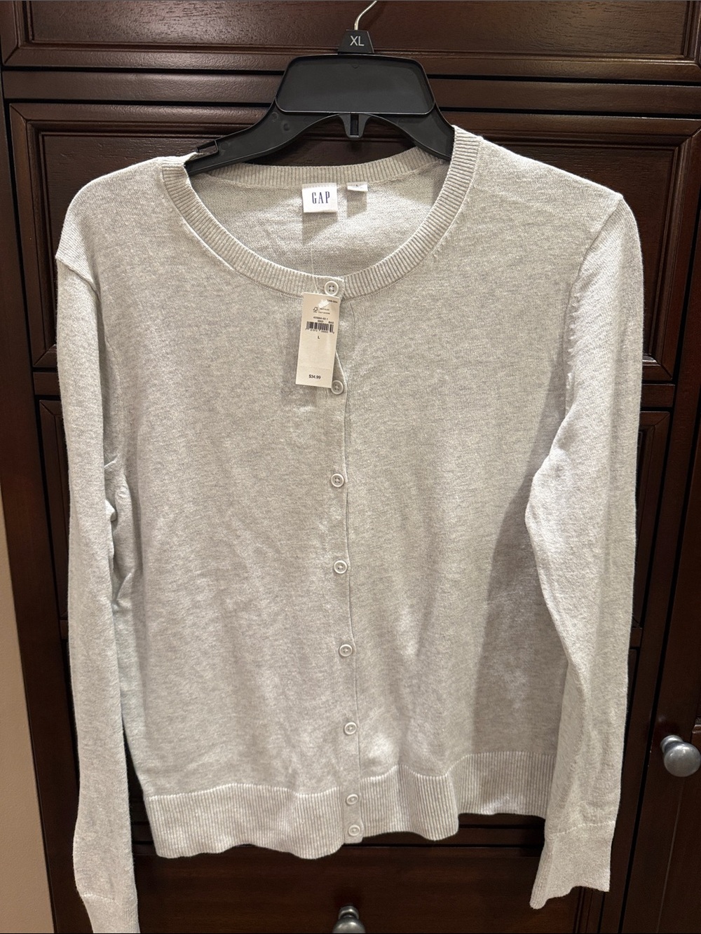 GAP Women’s Light Gray Crewneck Button Cardigan